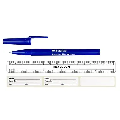 McKesson Brand - 19-0762 Skin Marker with Ruler and Labels McKesson Gentian Violet Ink Sterile Full Size Fine Tip