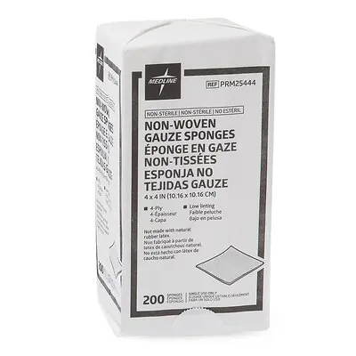 Medline - PRM25444 Nonwoven Sponge Medline Essentials 4 X 4 Inch 4-Ply NonSterile 200 per Pack