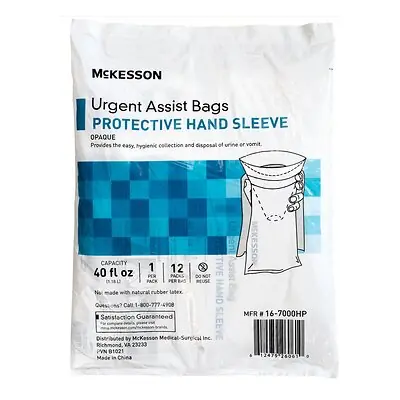 McKesson Brand - 16-7000HP McKesson Urgent Assist/Emesis Bag with Protective Hand Sleeve