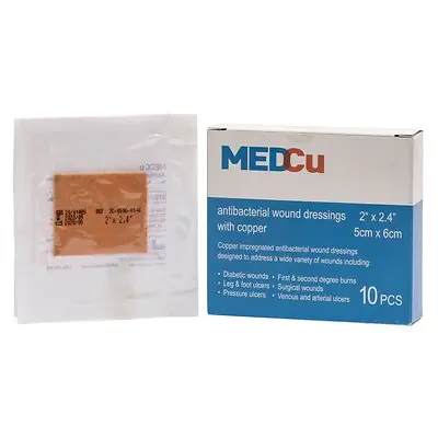 MedCu Technologies Ltd - 2C-0506-01 Copper Impregnated Dressing MEDCu Rectangle 2 X 2-2/5 Inch Sterile