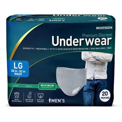 McKesson Brand - UWDM-LGGRAY McKesson Premium Discreet Underwear for Men