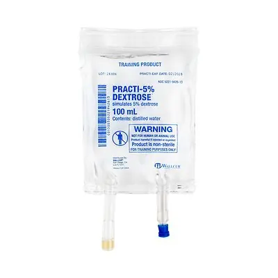 Wallcur - 283DX Clinical Training Medication Practi-5% Dextrose™ Liquid I.V. Bag 100 mL