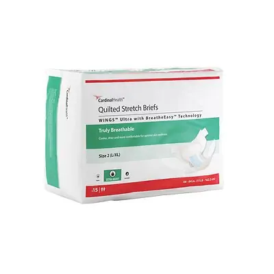 Cardinal - 77064 Incontinence Brief Wings™ Ultra Size 2 Unisex Disposable Heavy Absorbency