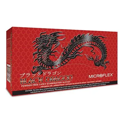 Microflex Medical - BD-1001-PF Exam Glove Black Dragon® Small 100 per Box NonSterile Latex Standard Cuff Length Fully Textured Black Not Rated