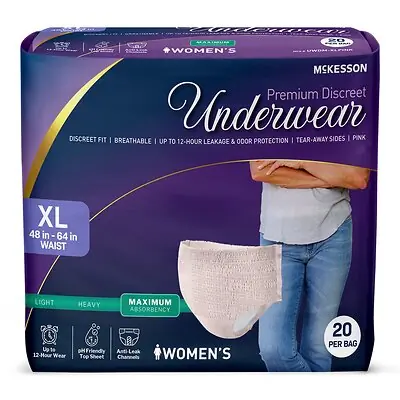 McKesson Brand - UWDM-XLPINK McKesson Premium Discreet Underwear for Women