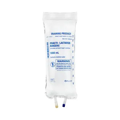 Wallcur - 278LR Clinical Training Medication Practi-Lactated Ringer's™ Liquid I.V. Bag 1000 mL