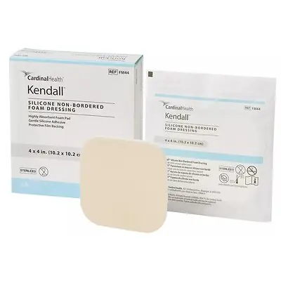 Cardinal - FM44 Foam Dressing Cardinal Health™ 4 X 4 Inch Without Border Film Backing Silicone Face Square Sterile
