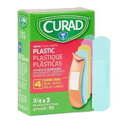 Medline - NON256131 Adhesive Strip Curad® Plastic Neon 3/4 X 3 Inch Sterile