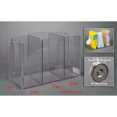Poltex Inc - MSKWIP-M Multi Holder Poltex® Clear Acrylic Manual 3 Compartment Magnet Mount