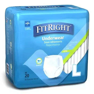 Medline - MSC13505A Absorbent Underwear FitRight® Extra Pull On with Tear Away Seams Adult Large Unisex Disposable Moderate Absorbency