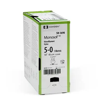 Covidien - N-2543 Nonabsorbable Suture with Needle Monosof™ Nylon MV-135-4 3/8 Circle Taper Point Needle Size 8-0 Monofilament