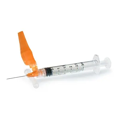 McKesson Brand - 16-SN3C251S Safety Hypodermic Syringe with Needle McKesson Prevent® HT 3 mL 1 Inch 25 Gauge Hinged Safety Needle Thin Wall