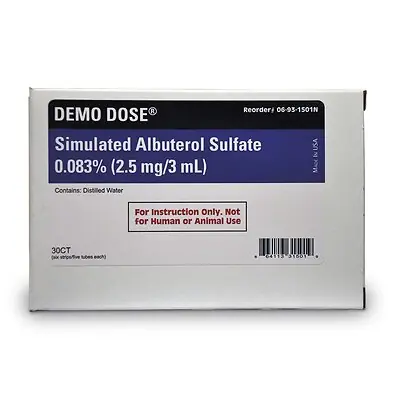 Nasco Healthcare - PN01261 Clinical Training Medication Demo Dose® Simulated Albuterol Sulfate 0.083% Liquid Nebules 2.5 mg / 3 mL