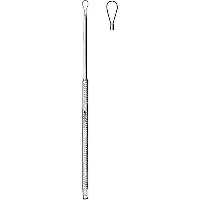 Sklar - 67-2523 Ear Curette Sklar® Billeau 6-1/2 Inch Length Round Knurled Handle Large Tip Sharp Teardrop Loop Tip