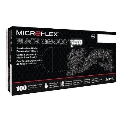 Microflex Medical - BD-1003-NPF Exam Glove Black Dragon® Zero Large 100 per Box NonSterile Nitrile Standard Cuff Length Textured Fingertips Black Not Rated