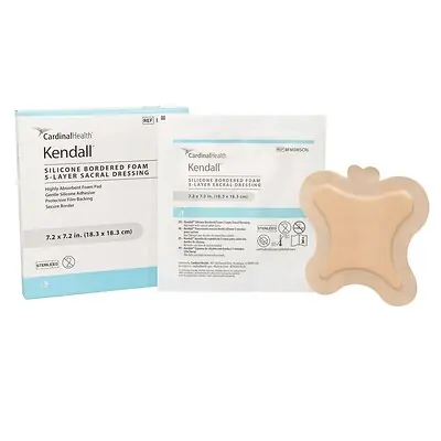 Cardinal - BFMSMSCRL 5-Layer Foam Dressing Kendall™ 7.2 X 7.2 Inch With Border Film Backing Silicone Adhesive Sacral Sterile