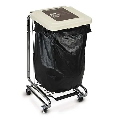 Medegen Medical Products LLC - 15-9000A Hamper Stand Premier Rolling Square 30 to 3 gal. Foot Pedal Self-Closing Lid