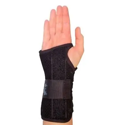 Medical Specialties - 223935 Wrist Brace Wrist Lacer™ Aluminum / Felt / Suede Right Hand Black Large