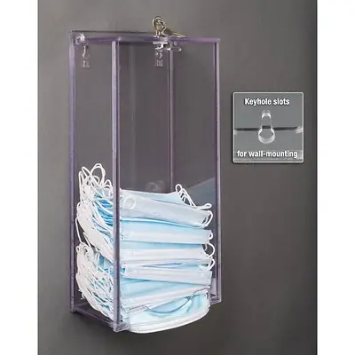 Poltex Inc - MSKLOK-W Bulk Mask Dispenser Poltex Wall Mount Clear 4 X 7-1/4 X 15.4 Inch PETG