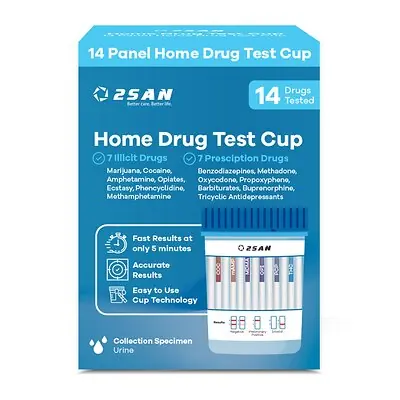2San LLC - USDA10WO Drugs of Abuse Test Kit 2San™ AMP, BAR, BUP, BZO, COC, mAMP/MET, MDMA, MTD, OPI, OXY, PCP, PPX, TCA, THC 1 per Kit (18 Kits per Case) CLIA Waived