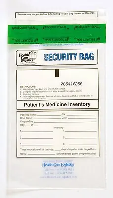 Health Care Logistics - 10456 Patient Medicine Inventory Bag HCL® 6 X 9 Inch Polyethylene Adhesive Closure Clear