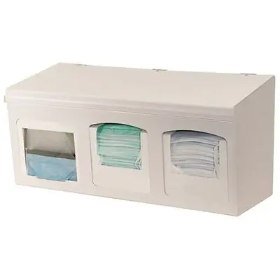 Bowman Manufacturing - FM001-0213-DSDM PPE Dispenser BOWMAN® Wall Mount 6-Box Capacity White 26-1/2 W X 12-3/4 H X 10-5/8 D Inch ABS Plastic