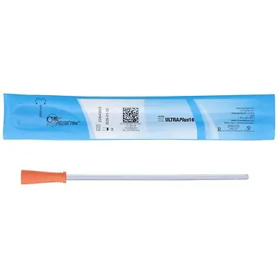 ConvaTec - ULTRAPLUS16 Urethral Catheter Cure Ultra® Plus™ Straight Tip Lubricated PVC 16 Fr. 8 Inch Length