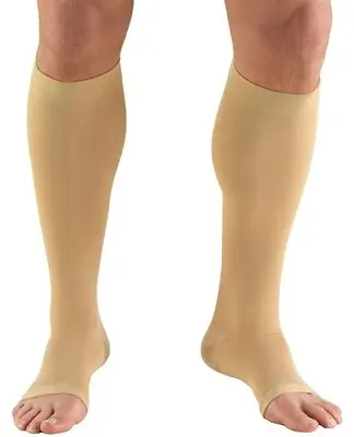 Truform - 865-BG-M Compression Stocking Truform® Knee High Medium Beige Open Toe