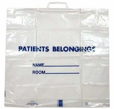 Donovan Industries - PB01C Patient Belongings Bag DawnMist 18-1/2 X 20 Inch Plastic Snap Closure Clear