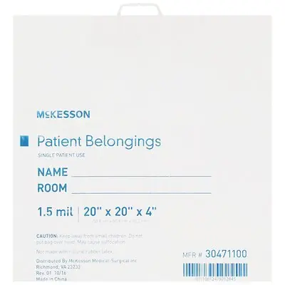 McKesson Brand - 30471100 McKesson Patient Belongings Bag With Snap Closure
