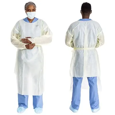 O&M Halyard Inc - 43008 Protective Procedure Gown Halyard Basics Large Yellow NonSterile AAMI Level 2 Disposable
