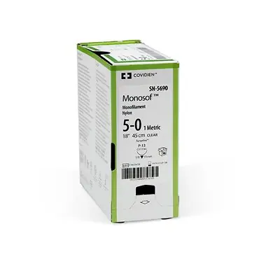 Covidien - SN-663 Nonabsorbable Suture with Needle Monosof™ Nylon C-14 3/8 Circle Reverse Cutting Needle Size 3-0 Monofilament