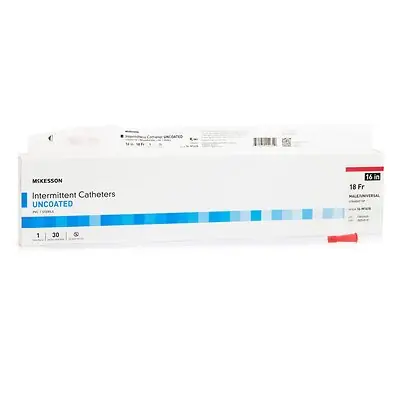 McKesson Brand - 16-M1618 Urethral Catheter McKesson Straight Tip Uncoated PVC 18 Fr. 16 Inch Length