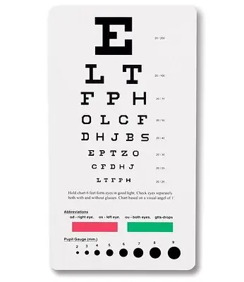 Prestige Medical - 3909 Eye Chart 6 Foot Distance Acuity Test