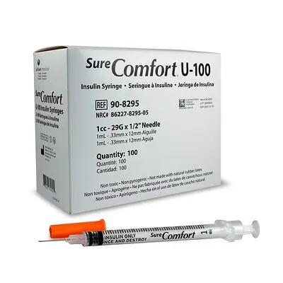 Allison Medical Inc - 90-8295 Standard Insulin Syringe with Needle Surecomfort® 1 mL 1/2 Inch 29 Gauge NonSafety Regular Wall