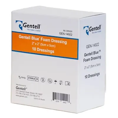 Gentell - GEN-14922 Silver Foam Dressing Gentell® Blue™ Square Sterile