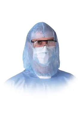 Medline - NONSH600 Head / Beard Cover One Size Fits Most Blue Elastic Closure