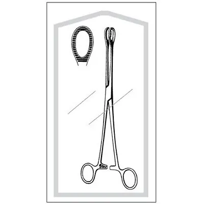 Sklar - 96-2533 Sponge Forceps Econo Sterile™ Foerster-Ballenger 9-1/2 Inch Length Floor / Office Grade Pakistani Stainless Steel Sterile Locking Finger Ring Handle Straight Fenestrated Serrated Oval Tips
