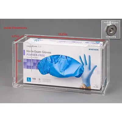 Poltex Inc - ACGB1-W Glove Box Holder Wall Mounted 1-Box Capacity Clear 10-1/4 W X 3-3/4 D X 15 H Inch Acrylic