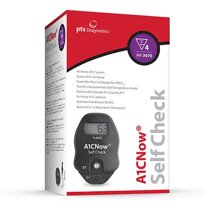 PTS Diagnostics - 3070BX HbA1c Test Kit A1CNow® Self Check HbA1c Test 4 Tests CLIA Waived
