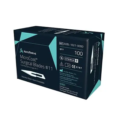 AccuTec Blades - AVBL-1021-0000 Surgical Blade AccuThrive® Coated Stainless Steel No. 11 Sterile