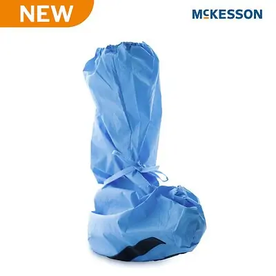 McKesson Brand - 16-BCNSHFB9-XL Boot Cover McKesson X-Large Knee High Foam Traction Strip Sole Blue NonSterile
