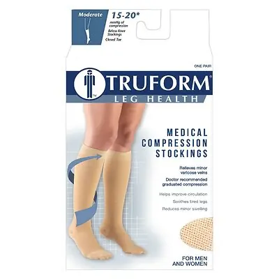 Truform - 8875BG-XL Compression Stocking Truform Knee High X-Large Beige Closed Toe