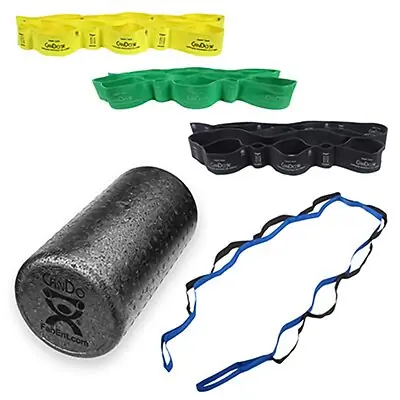 Fabrication Enterprises - 10-6790 Home Mobility Exercise Package (3) Multi-Grip Exercisers, Dynamic Stretch Strap, Foam Roller Variable Resistance 6 X 11 X 12 Inch Black / Green / Yellow