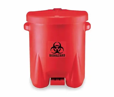 Grainger - 4RF69 Biohazard Waste Container EAGLE Red Base 21 X 18 X 22 Inch Horizontal / Vertical Entry 14 gal.