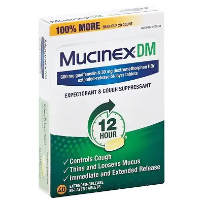 Reckitt Benckiser - 63824005634 Mucinex® DM Guaifenesin / Dextromethorphan Cold and Cough Relief