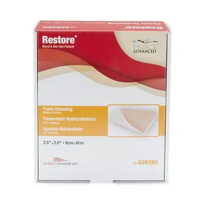 Urgo Medical North America LLC - 509380 Foam Dressing Restore™ 2-1/2 X 2-1/2 Inch Without Border Film Backing Nonadhesive Square Sterile
