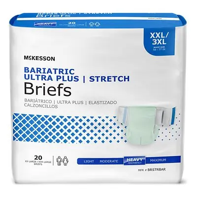 McKesson Brand - BRSTRBAR McKesson Ultra Plus Stretch Heavy Absorbency Incontinence Brief
