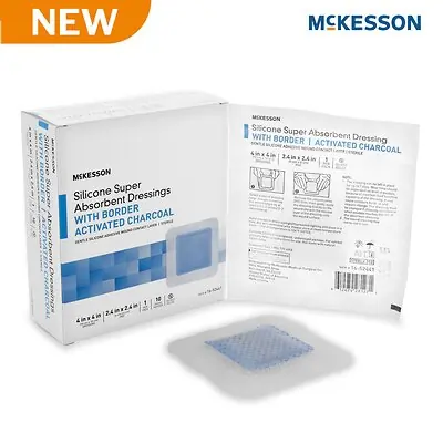 McKesson Brand - 16-52441 Super Absorbent Charcoal Dressing McKesson Square 4 X 4 Inch With Border Sterile
