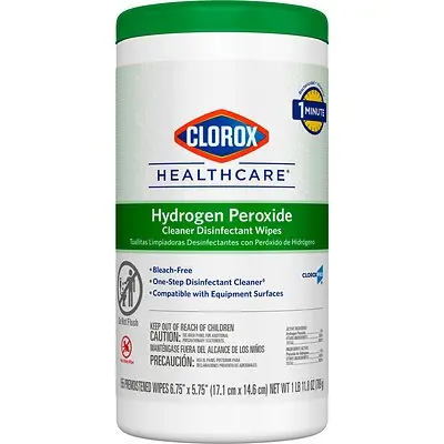 The Clorox Company - 30825 Clorox Healthcare® Hydrogen Peroxide Cleaner Disinfectant Wipes 6.75 x 5.75 Inch
